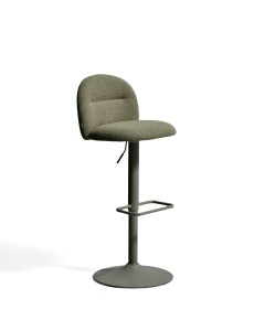 Scaun bar rotativ ajustabil verde din textil Arino Kave Home
