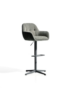 Scaun bar rotativ ajustabil verde din textil Dorina Chenille Kave Home