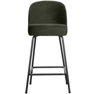 Scaun bar verde inchis din catifea Vogue Low Woood