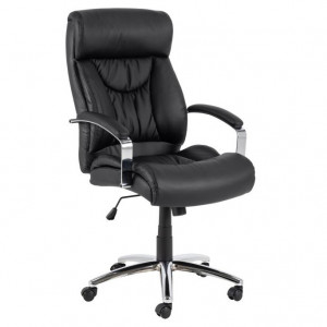 Scaun birou ajustabil negru/argintiu din piele ecologica Benson Quiet Object