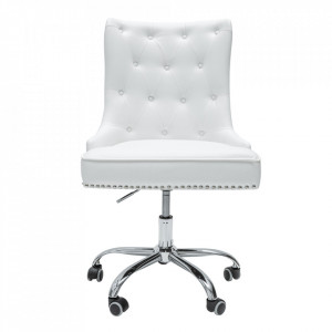 Scaun birou alb ajustabil din piele Victorian The Home Collection
