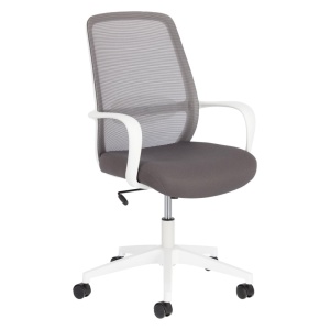Scaun birou rotativ alb/gri din textil Melva Kave Home