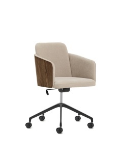 Scaun birou rotativ bej/maro din textil Madai Kave Home