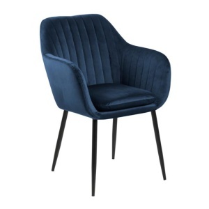 Scaun dining albastru /negru din textil Emilia Quiet Object