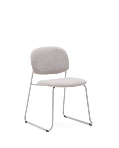 Scaun dining bej din metal Meli Chenille Kave Home