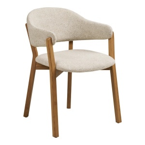 Scaun dining bej/maro din textil Dunkirk Armrests House Nordic