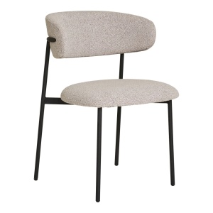 Scaun dining bej/negru din textil Mira Boucle House Nordic