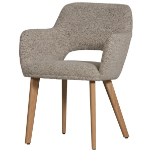 Scaun dining crem/maro deschis din textil Murat Woood