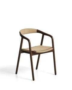 Scaun dining crem/maro din lemn Derile Kave Home
