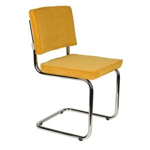 Scaun dining galben din textil Ridge Rib 24A Zuiver