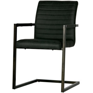 Scaun dining gri antracit din piele ecologica Bas Woood