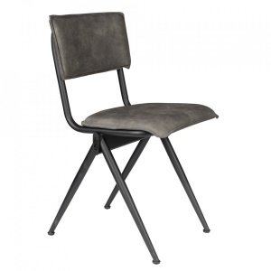 Scaun dining gri antracit/negru din piele ecologica Willow Dutchbone