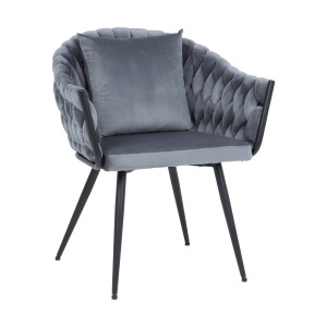 Scaun dining gri din catifea Nuvo The Home Collection