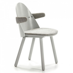 Scaun dining gri din lemn Uma Arms Teulat