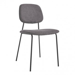 Scaun dining gri inchis din textil si otel Benilda Kave Home