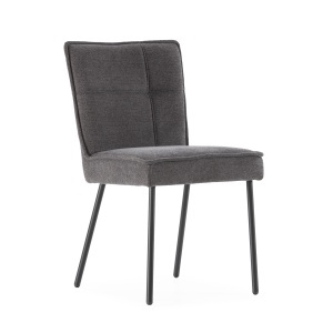 Scaun dining gri inchis din textil Vesta The Home Collection