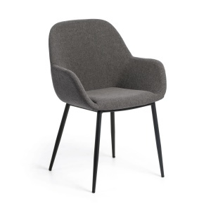 Scaun dining gri inchis/negru din textil Konna FR Kave Home
