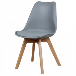 Scaun dining gri/maro din plastic si lemn de fag Irenne The Home Collection