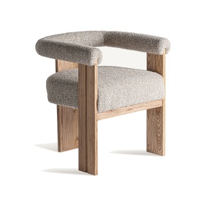 Scaun dining gri/maro din textil Ustka Vical Home