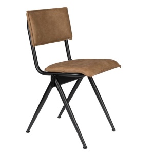 Scaun dining maro mocha/negru din piele ecologica Willow Dutchbone