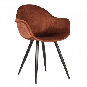 Scaun dining maro ruginiu/negru din catifea si metal Forli LABEL51