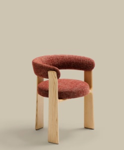 Scaun dining maro teracota din textil Granite Oak Chenille Three FR Kave Home