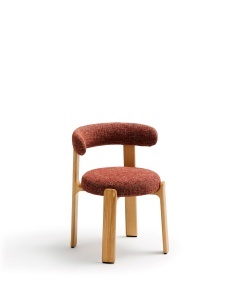 Scaun dining maro teracota din textil Granite Oak Four Chenille FR Kave Home