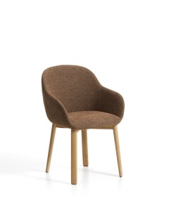 Scaun dining maro teracota din textil Meila Arms Light Chenille Kave Home