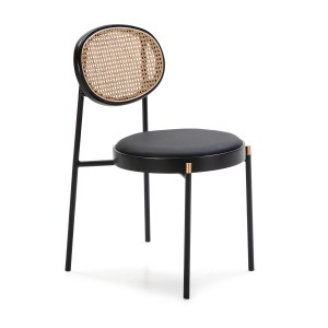 Scaun dining negru/auriu din piele ecologica Teddy Thai Natura