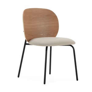 Scaun dining negru/bej din metal Brian Thai Natura