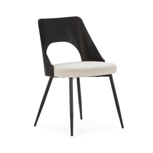 Scaun dining negru/bej din textil Gilda The Home Collection