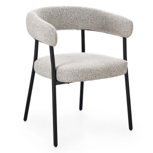 Scaun dining negru/grej din textil Giale Boucle Bizzotto