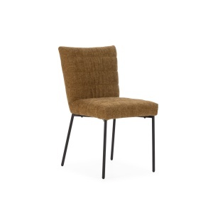 Scaun dining negru/maro caramiziu din textil Naomi 4 The Home Collection