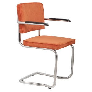 Scaun dining portocaliu din textil Ridge Kink Rib 19A Zuiver