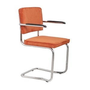 Scaun dining portocaliu din textil Ridge Kink Rib 19A Zuiver