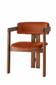 Scaun dining rosu/maro inchis din catifea Corsa The Home Collection