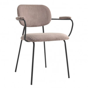Scaun dining roz din poliester si metal Auxtina Corduroy Kave Home