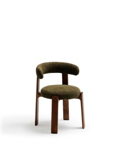 Scaun dining verde din textil Granite Walnut Four Chenille FR Kave Home