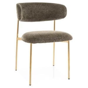 Scaun dining verde oliv/auriu din textil Elton The Home Collection