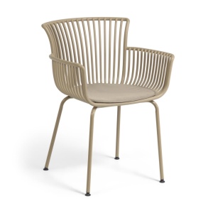 Scaun exterior dining bej din metal Surpika Kave Home