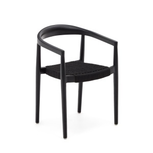 Scaun exterior dining negru din lemn Ydalia Kave Home