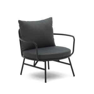 Scaun exterior negru din textil Bramant Kave Home