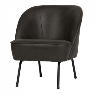 Scaun lounge din piele neagra Vogue Leather Black BePureHome