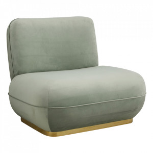 Scaun lounge verde menta/auriu din catifea si inox Iseo Nordal