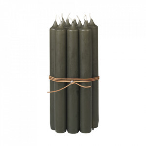 Set 10 lumanari verde inchis din parafina 19 cm Classic Broste Copenhagen