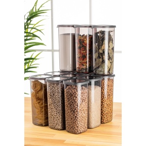 Set 12 recipiente cu capac gri din plastic 1.75 L Moore The Home Collection