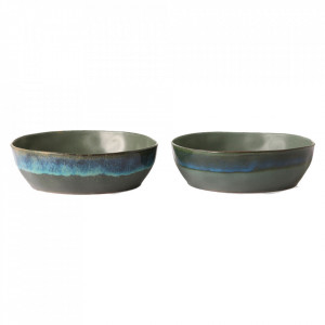 Set 2 boluri pentru paste verzi din ceramica 20 cm Moss HK Living