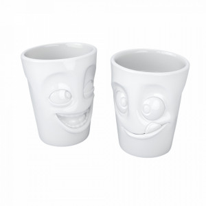 Set 2 cani albe din ceramica 350 ml Joking & Tasty Tassen