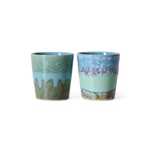 Set 2 cesti albastre din ceramica 230 ml 70s ceramics Van Gogh HKliving