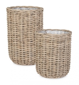 Set 2 cosuri gri din ratan Jefry Bizzotto